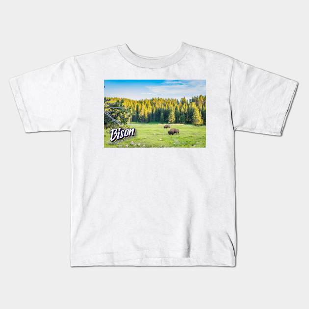 Bison at Yellowstone Kids T-Shirt by Gestalt Imagery